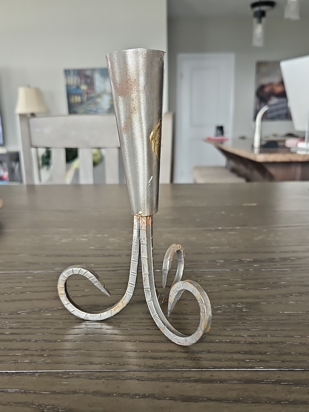 Vintage Hand-Forged Ram's Horn Style Candle Holder